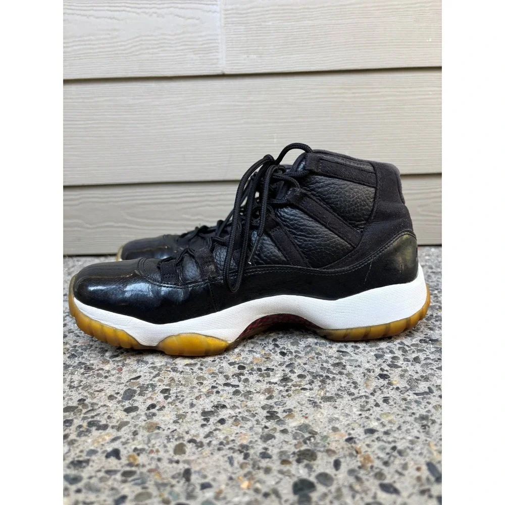 Jordan 11 Retro 72-10 Black Gym Red White 378037-002 Mens Basketball Shoes